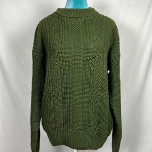Vintage STRUCTURE Olive Green Open Knit Crewneck Sweater
